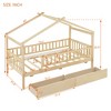 ALEXOUN Twin Size Kids Wooden Tent Bed with 2 Storage Drawers and Rails and Roof,for Kids Teens Girls & Boys,No Box Spring Needed - 3 of 4