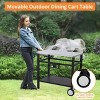 Portable Stainless Steel Outdoor Grill Cart Featuring a Double Shelf, Equipped with Gas Tank Hooks - 3 of 4
