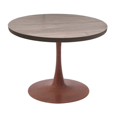 LeisureMod 36" Round Dining Table with MDF Top and Cherry Base – Modern Kitchen Dining Room Table