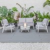 LeisureMod Walbrooke 4-Piece Modern White Patio Conversation Set with Slats Design Square Fire Pit & Tank Holder, Sectional Seat for Outdoor Spaces - 2 of 4