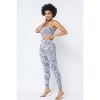 Slickblue Mesh Print Crop Top & Leggings Set – Plastic Chain Halter Neck, Edgy Streetwear Outfit for Women, Black/White - 3 of 4
