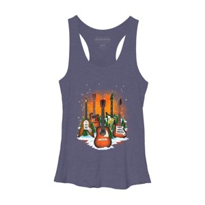 Women's Design By Humans Christmas Guitars By cashfish Racerback Tank Top - 1 of 3