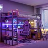 Whisen Twin Size Metal Loft Bed with Built-in Work Station, LED and Multiple Storage - 2 of 4