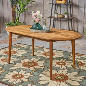 Christopher Knight Home Praro Acacia Wood Outdoor Dining Table with Slatted Top and Splayed Legs - 1 of 4