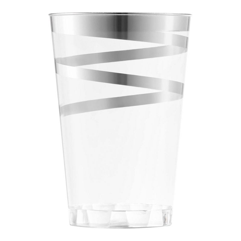 Smarty Had A Party 12 oz. Clear with Silver Swirl Round Disposable Plastic Tumblers (240 Cups), 1 of 2
