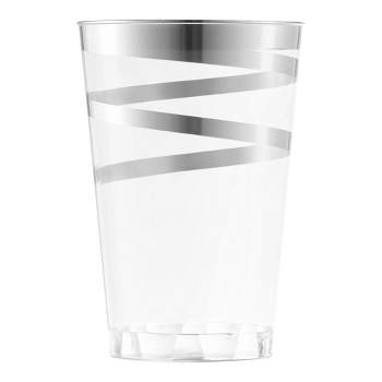 Smarty Had A Party 12 oz. Clear with Silver Swirl Round Disposable Plastic Tumblers (240 Cups)