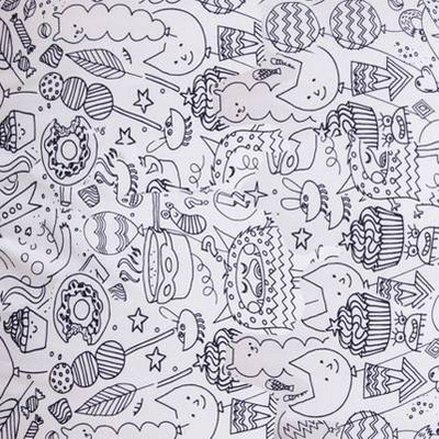 Canvas Coloring Fabric Fun Creatures Black