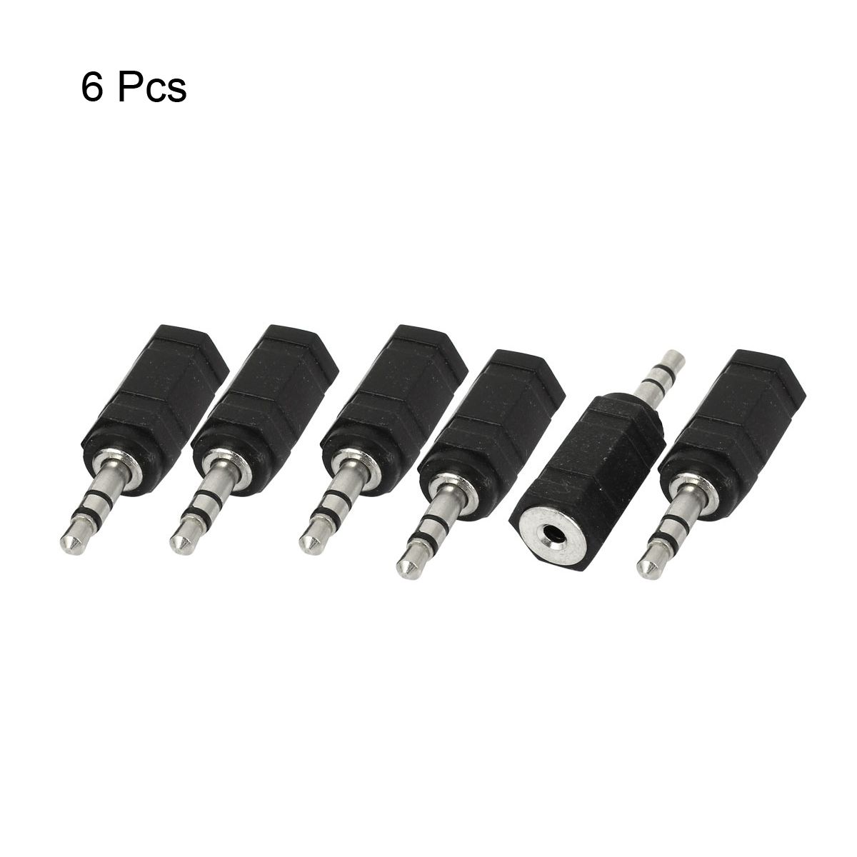 Unique Bargains Metal Plastic Black Silver Tone Audio Connector 6 Pcs - thumbnail 2