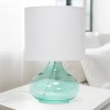 Creekwood Home Modern Glass Accent Table Lamp Aqua White Shade - 4 of 4