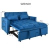 57'' Velvet 3-in-1 Pull Out Reclining Sofa Bed with Pillows, Solid Wood Frame, and Built-In Storage - 4 of 4