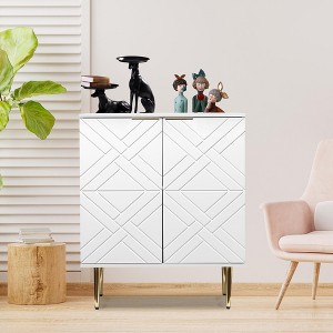 Storage Cabinet, Modern Accent Cabinet with 2 Embossed Lozenge Pattern Doors, Decorative Storage Sideboard for Living Room, Dining Room & Kitchen - 1 of 4