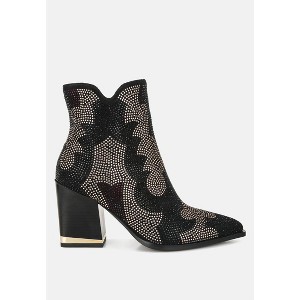 Zarka Rhinestones Embellished Block Heel Boots - 1 of 4