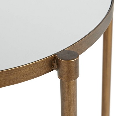 Lia 23" Antique Bronze Metal and Glass Oval Accent Table