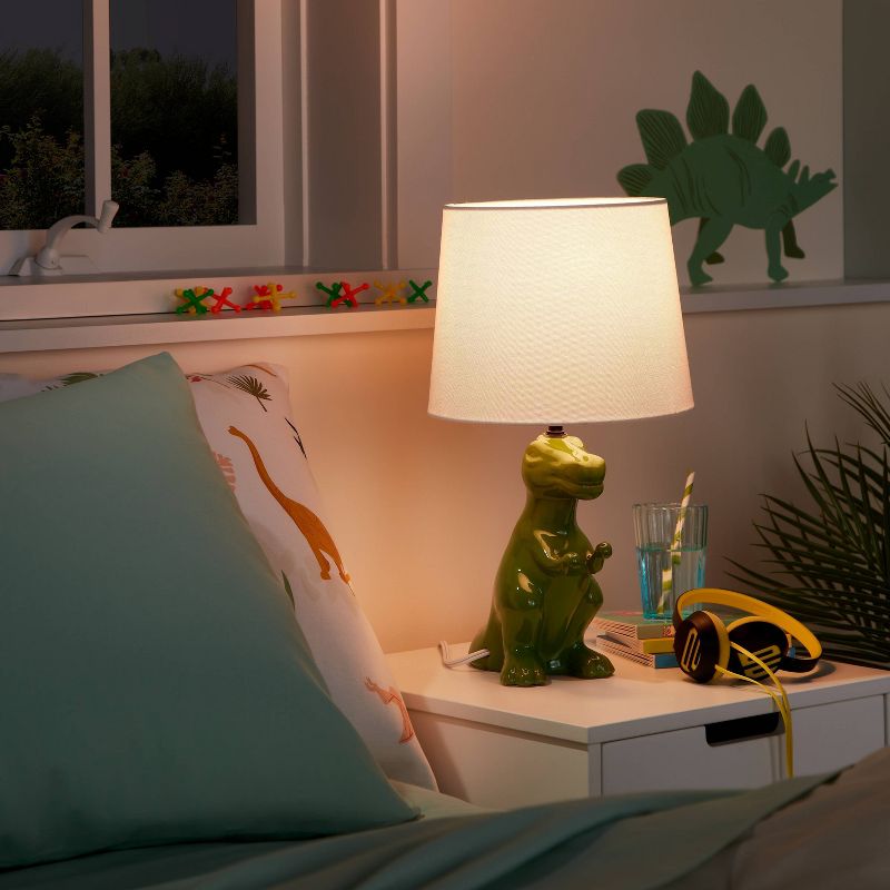 Dinosaur Kids' Table Lamp Green - Pillowfort™, 2 of 10