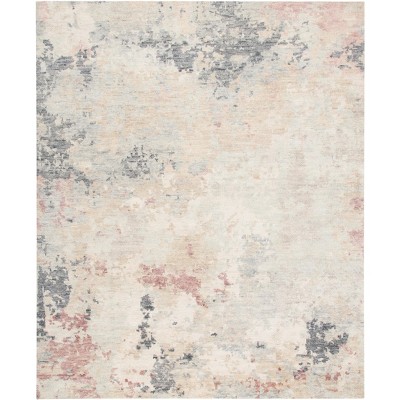Hand-Knotted Ivory and Gray Wool 8' x 10' Area Rug