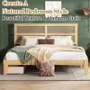 BABYYER Full Size Bed Frame with Rattan Headboard, Boho Platform Bed with Storage Underneath and Enhanced Support Slats and Feet - 2 of 4