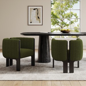 Set of 2 Modern Stylish Boucle Dining Chairs With Wood Legs, Accent Chairs for Living Areas, Stylish Kitchen or Dining Room Chairs-Panipeachy - 1 of 4