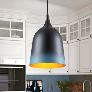 Rennnsan Eralia 10"W 1-Light Dome Aluminum Modern Dimmable Pendant in Black - 1 of 4