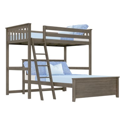 Max & Lily Famrhouse Twin Over Full L-shaped Bunk Bed, White Wash : Target