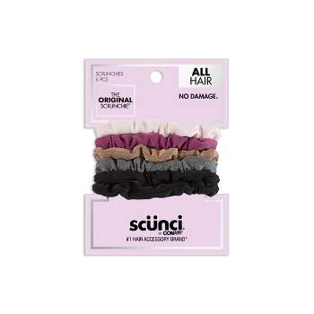 scünci No Damage Thin Knit Scrunchies - Assorted Colors - All Hair - 6pk