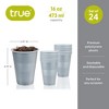 True Silver Plastic Cups, Disposable Plastic Drinking Glasses, Party Cups for Adults, 16oz Silver Set of 24 - 3 of 4