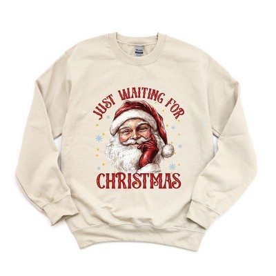 Simply Sage Market Women's Graphic Sweatshirt Just Waiting For Christmas Santa