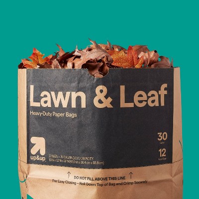 Lawn and Leaf Paper Garden Refuse Bags - 12ct - up&up™: Heavy Duty, Fold Over Closure, 30 Gallon Capacity