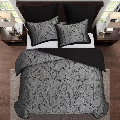 HIG 7-Piece Burgundy Jacquard Bed in a Bag, Queen Size Comforter Set with Floral Tree Branch Patchwork Design, Euro Shams & Window Panels — фото 6