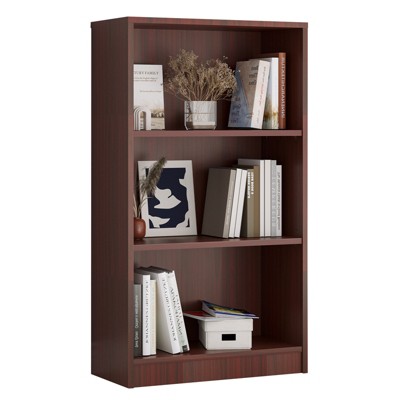 Grungis Decorative Bookshelf with 3 Shelf,Tall Bookcase Display Shelves with Free Standing Design,Modern Wood Bookshelf for Living Room