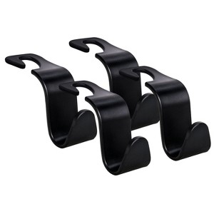 Itopfox 4-Pack Universal Car Seat Headrest Hooks for Handbags, Purses, Coats - S Type Storage Organizer, 360-Degree Rotation, Holds Up to 55 lbs - 1 of 4