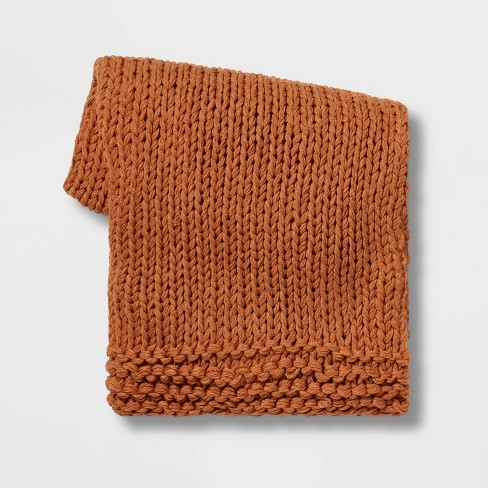 Chunky Knit Throw Blanket Bronze - Threshold™ : Target