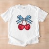 Simply Sage Market Women's Coquette Patriotic Cherries Short Sleeve Garment Dyed Tee - 3 of 4