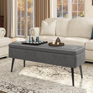 Whizmax Storage Ottoman Bench, Mid-Century Modern Entryway Bedroom Bench, Synthetic Leather with Stitching, Safety Hinges, Loads 680 Lb - 1 of 4