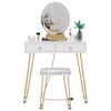 Vanity Desk, Makeup Vanity Desk with Touch Light Mirror, Stool, and 2 Drawers, White - 4 of 4