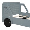 Sapphtopaz Car-Shaped Bed Frame for Kids with Headboard Platform Bed with Wheels and Slats for Boys & Girls, Bedroom, Nursery - 2 of 4