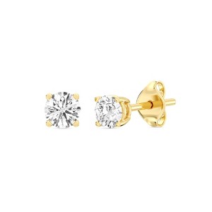 Gilded Lab-Grown Diamond Stud Earrings for Women | 925 Sterling Silver Studs and 14KT Gold 925 Plated Silver | Hypoallergenic Fine Jewelry - 1 of 4