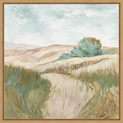 Serene Landscape Green and Beige Canvas Wall Art