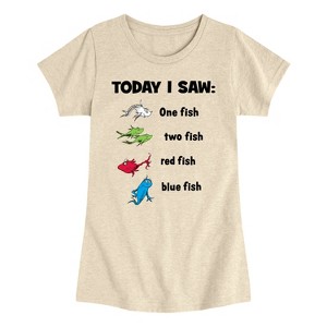 Girls' - Dr. Seuss - Today Saw One Fish Fitted Short Sleeve Graphic T-Shirt - 1 of 4