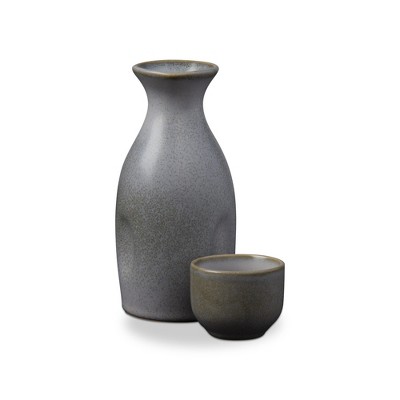 tagltd Large Sake Set Gray Carafe and Cup Décor Decoration