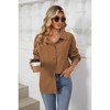 Coolmee Womens Fall Casual Long Sleeve Corduroy Button Down Shirts Casual Cardigan Jacket Fashion Clothes with Pockets - 2 of 4