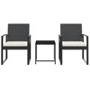 vidaXL 3 piece Patio Dining Set with Cushions Black PP Rattan - 3 of 4