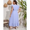 Plus Size Sleeveless Floral Hem Pocket Long Dress for Women Summer Casual Boho Maxi Dress - 4 of 4