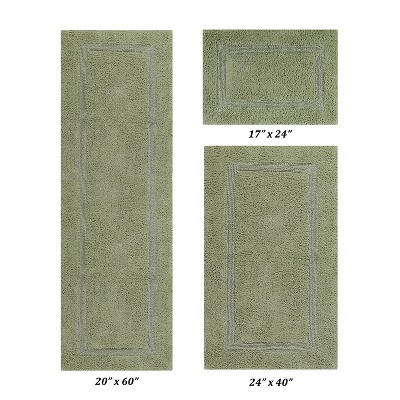 Luxurious Sage Cotton Tufted Reversible Bath Rug Set