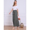 INSPIRE CHIC Women's Boho Elastic High Waist Tie Belt Ruffle Hem Wide Leg Palazzo Pants - 3 of 4