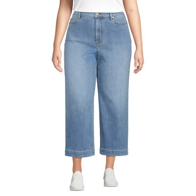 Lands' End Women's Recover Denim High Rise Wide Leg Crop Jeans