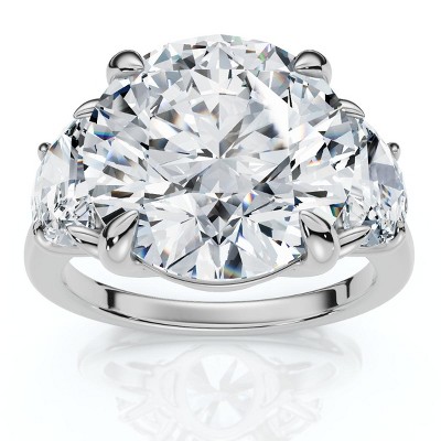 Pompeii3 Certified 7Ct Diamond & Halfmoon Engagement Ring 14k Gold or Platinum Lab Created