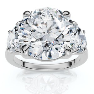 Pompeii3 Certified 7Ct Diamond & Halfmoon Engagement Ring 14k Gold or Platinum Lab Created - 1 of 4