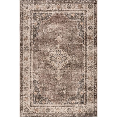 Nuloom Winnie SplashGuard Distressed Medallion Machine Washable Area Rug
