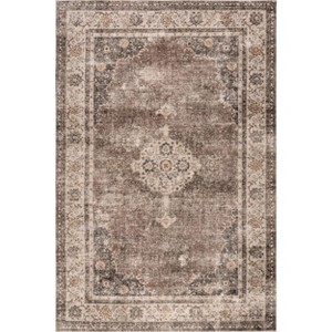 Nuloom Winnie SplashGuard Distressed Medallion Machine Washable Area Rug - 1 of 4