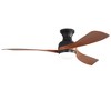 Wanze of Ocean 52 in. Modern Indoor Black 6-Speed Brown Blades Flush Mount Ceiling Fan with 3-Color Dimmable LED Light - 2 of 4